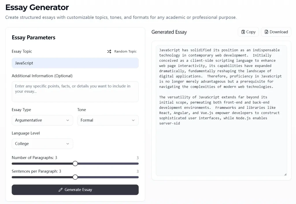 Quillbro Grammar Essay Generator