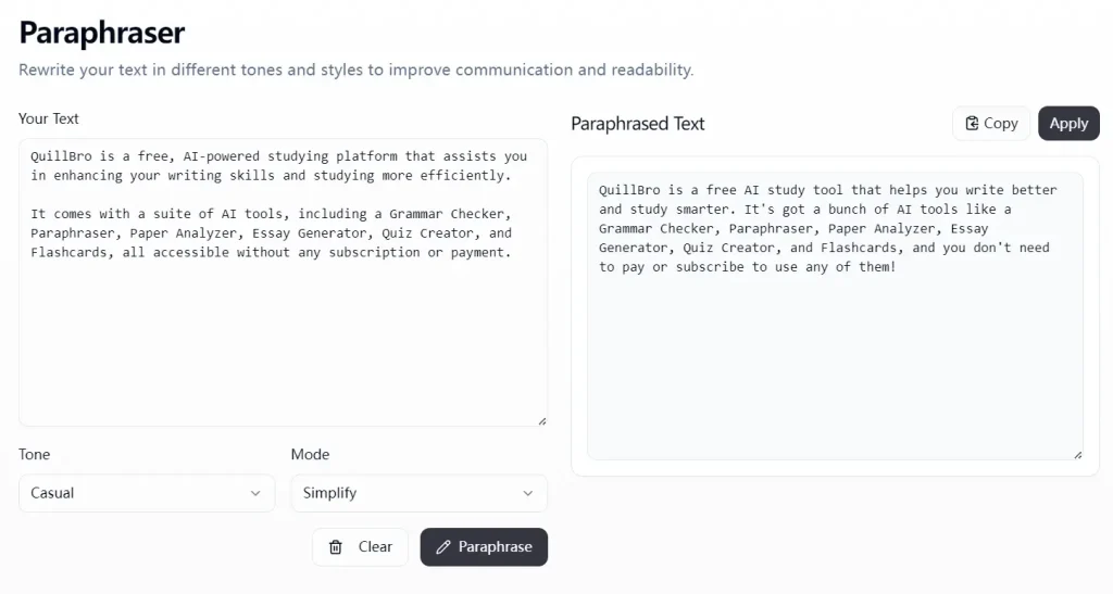 Quillbro Grammar Paraphraser