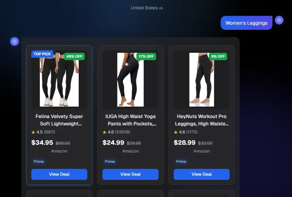 Tallyo AI Shopping Yoga Pants Result