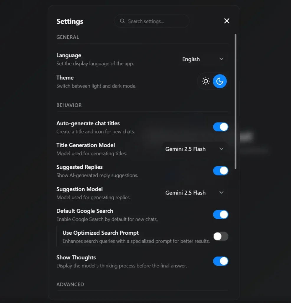 local-chatbot-gemini-settings