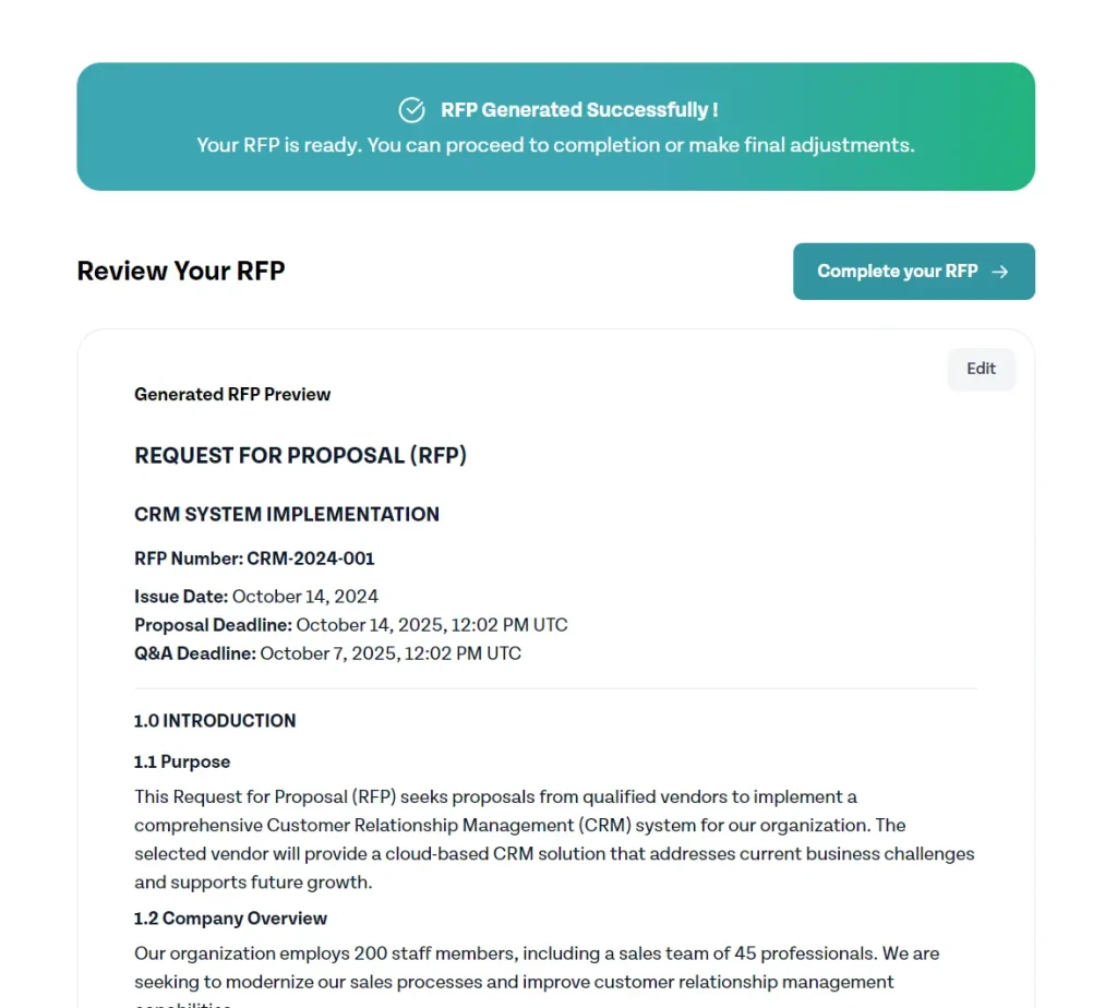 Free AI RFP Generator Review