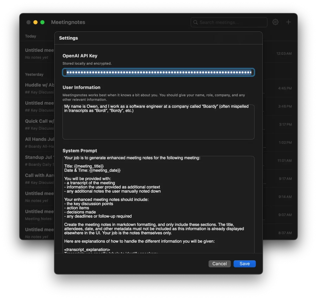 Meetingnotes Config API Key