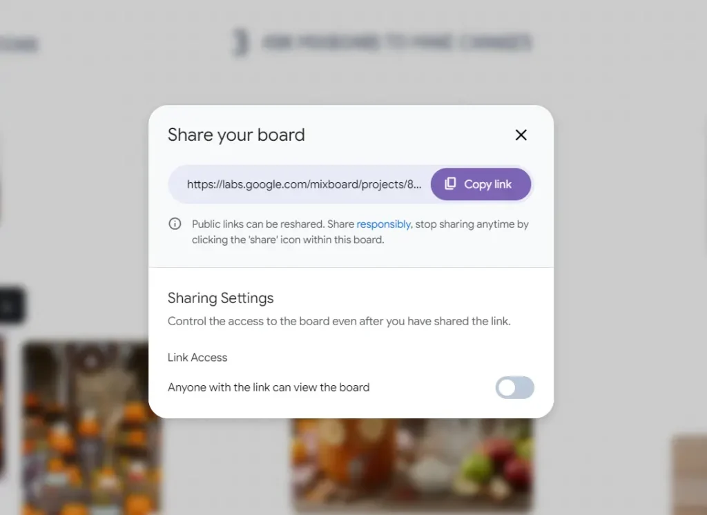 Mixboard Share Links