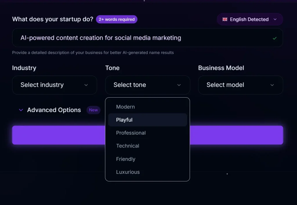 Startup Name Generator Describe Your Business