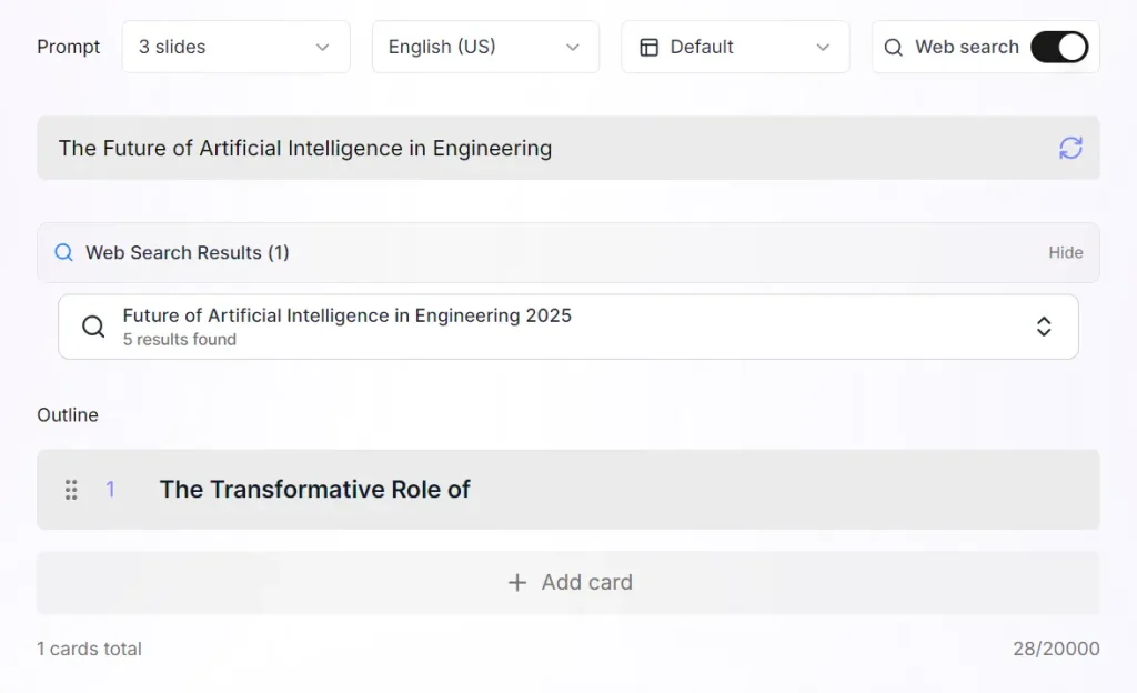 ALLWEONE Presentation AI Outline