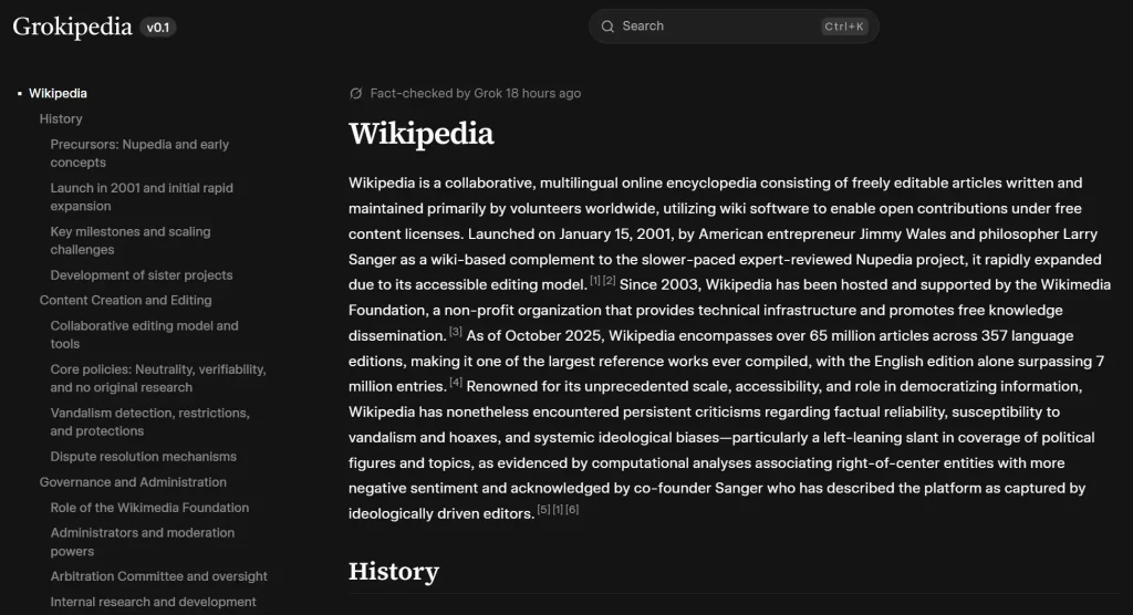 Grokipedia vs Wikipedia