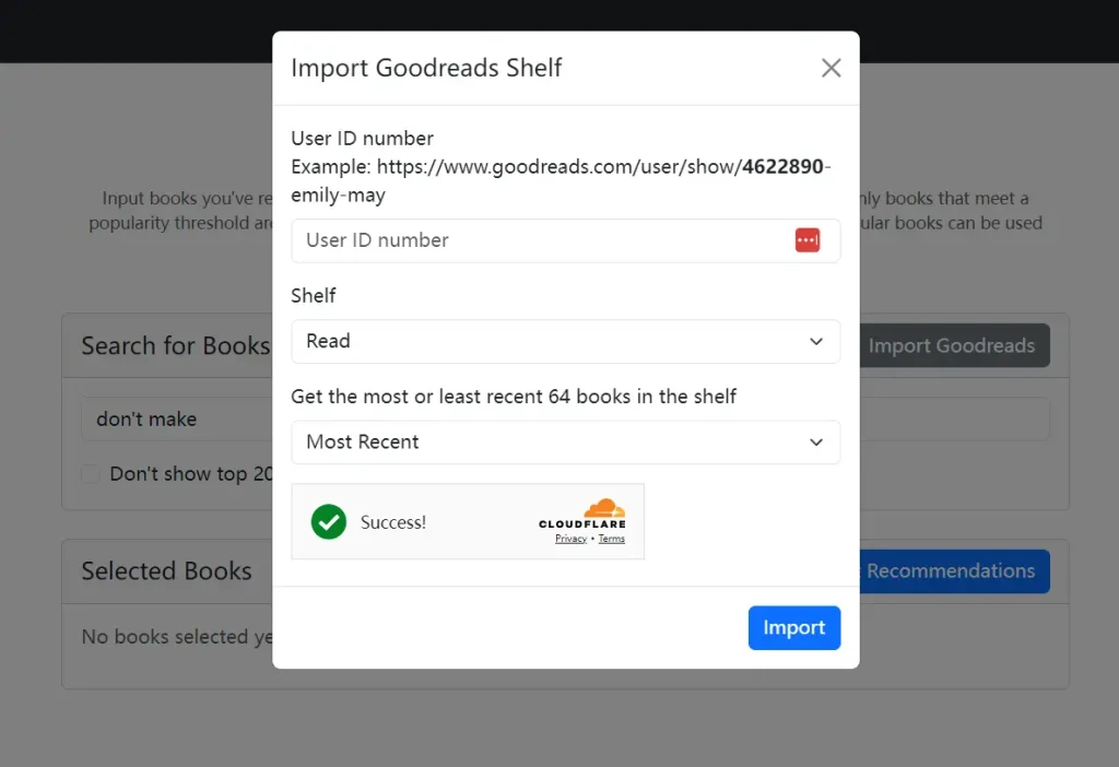 Book Recommendations Import Goodreads Shelft
