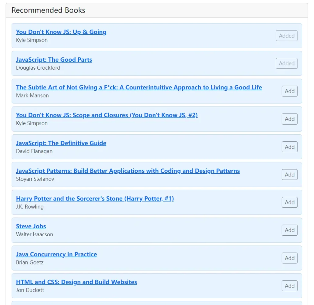 Book Recommendations Result Books