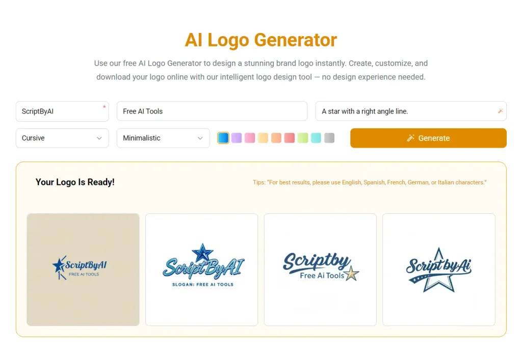 Logogenerator design result