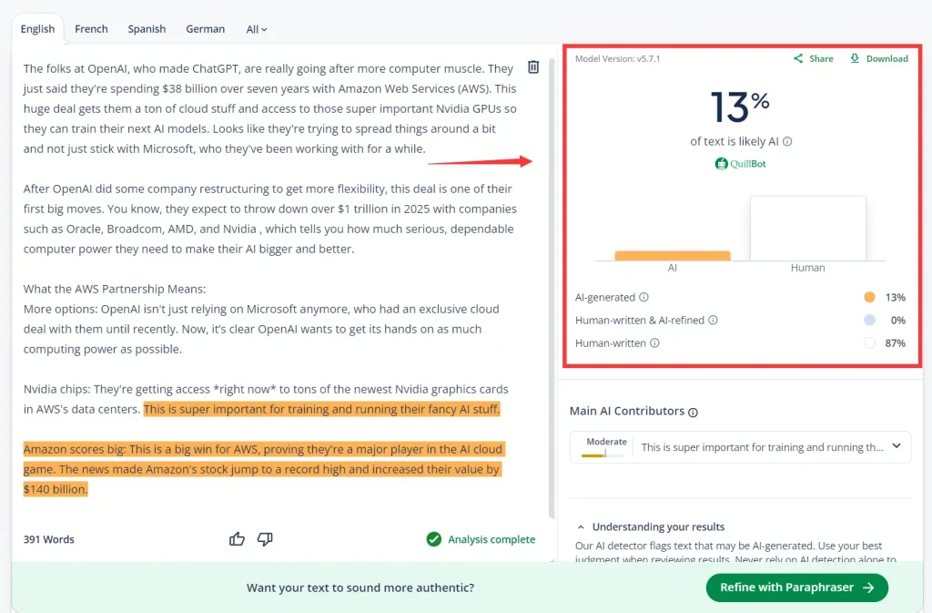 QuillBot AI Detector