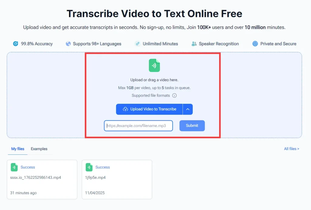 Video Transcriber AI Upload