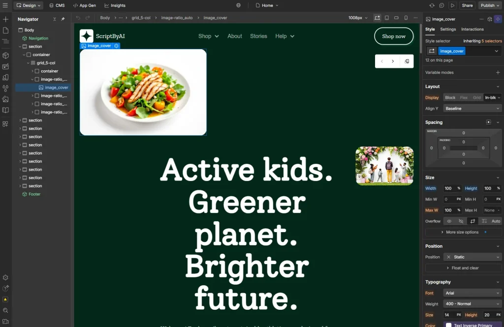 Webflow AI Site Builder Designer