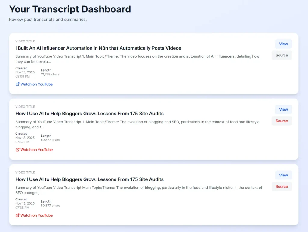 ytchats Summary Chat History