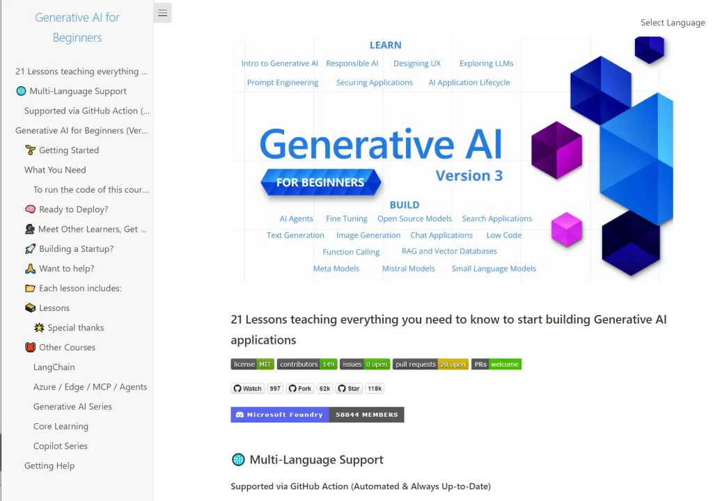 Generative AI for Beginners by Microsoft