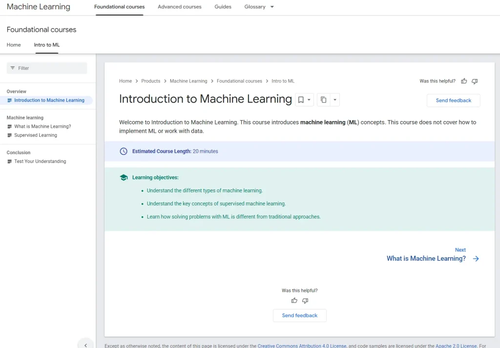 Introduction to Machine Learning by Google