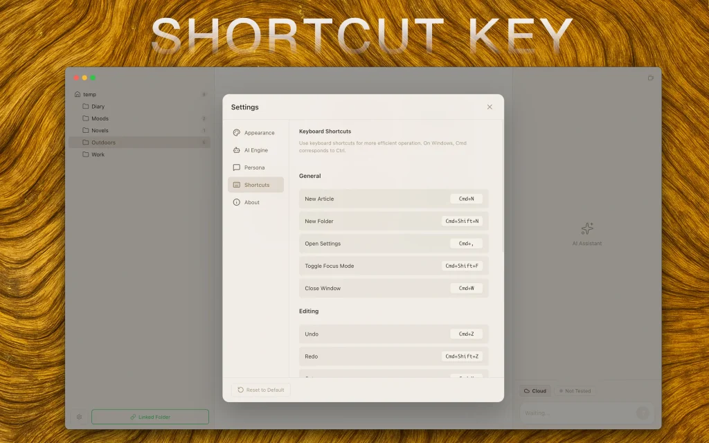 WitNote SHORTCUT KEY