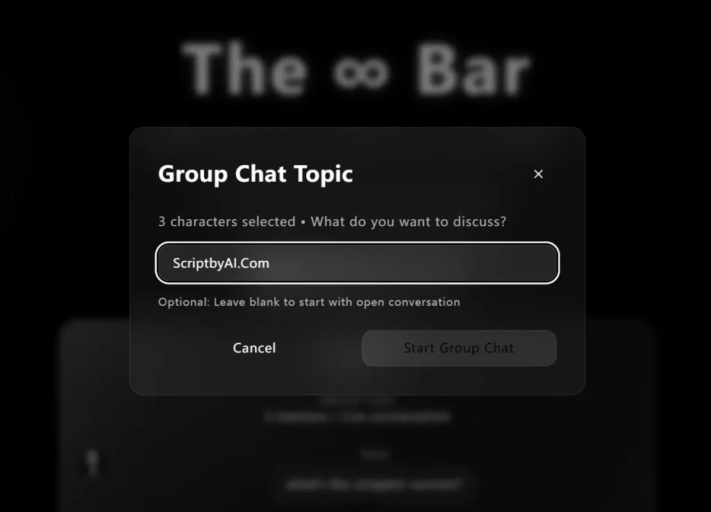 the infinite bar enter topic