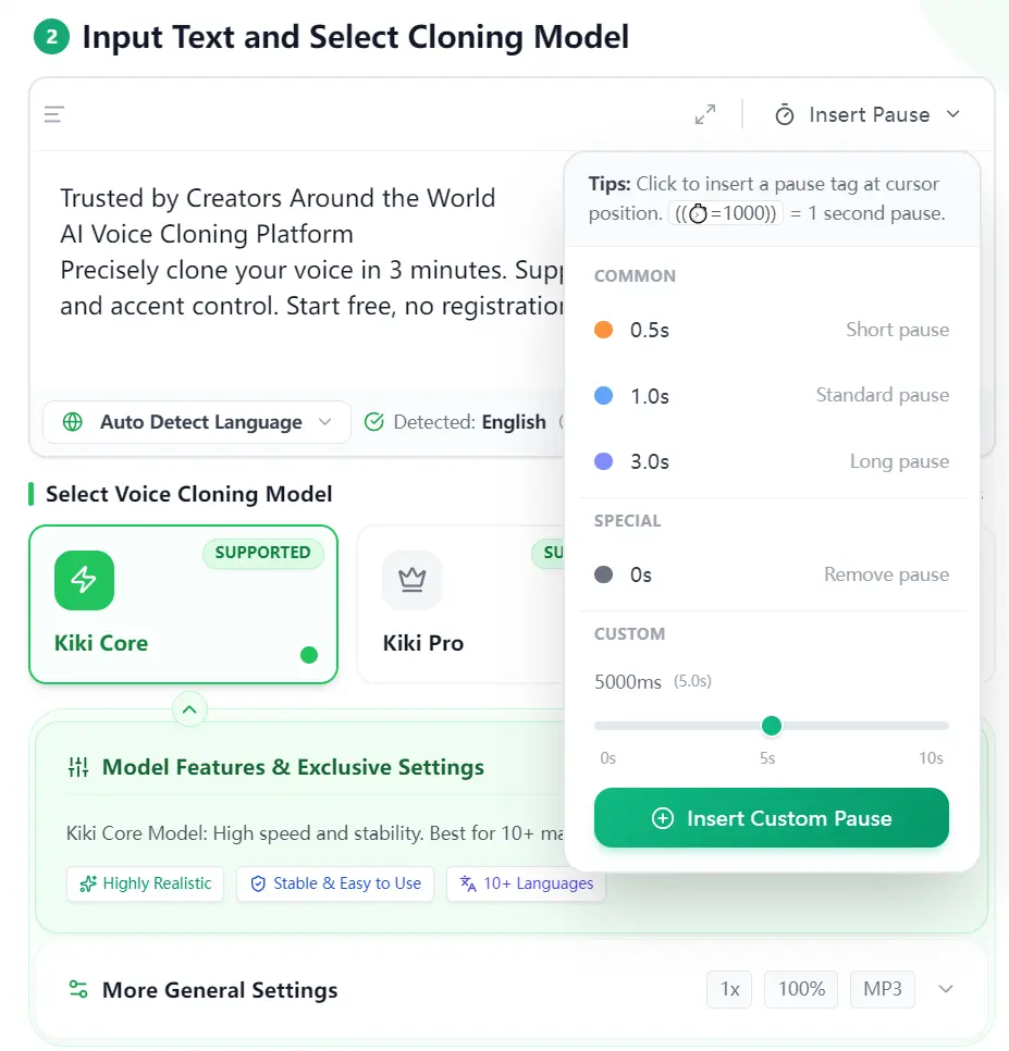 Kikivoice Add Pause Tag