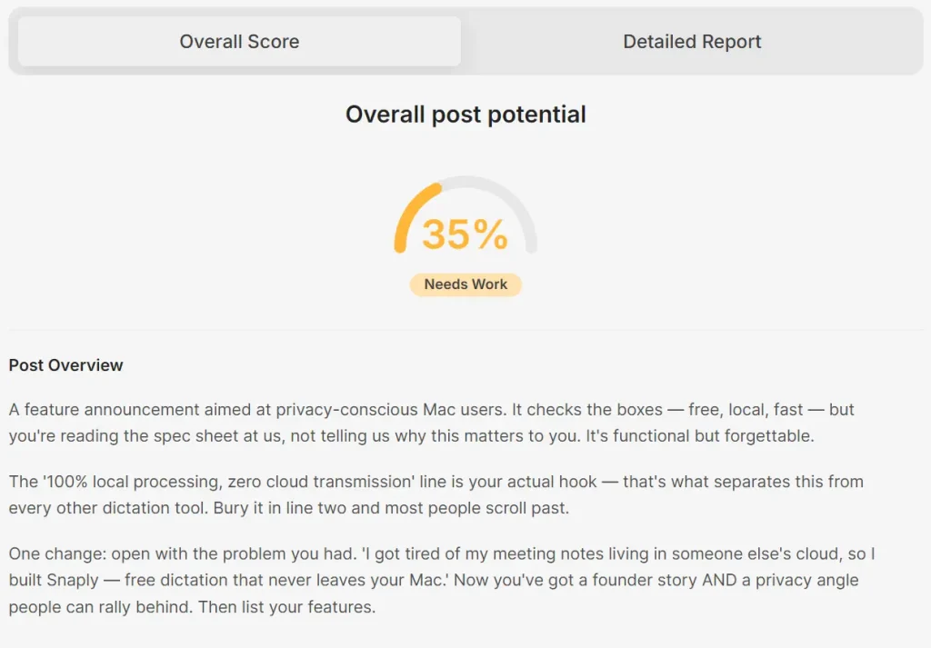 LinkedIn Post Quality Analyzer Overall