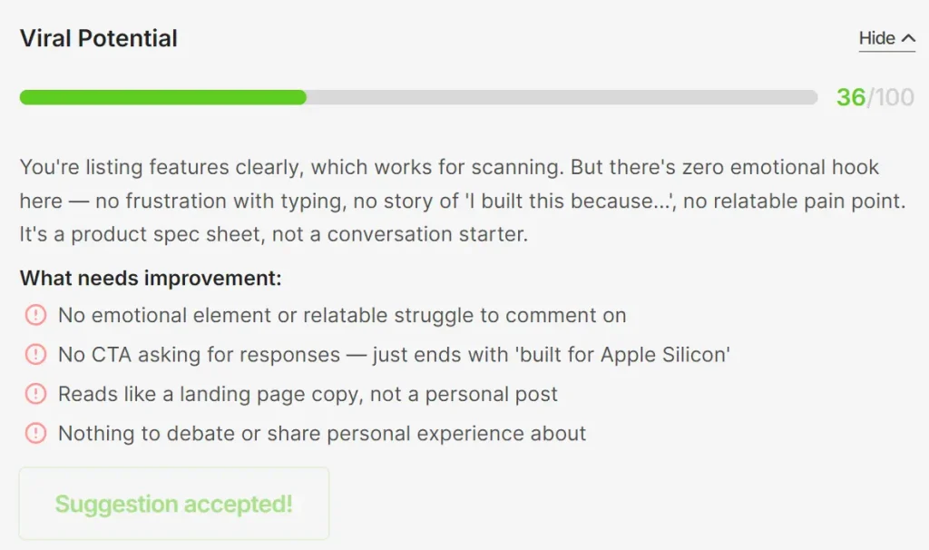 LinkedIn Post Quality Analyzer Viral Potential