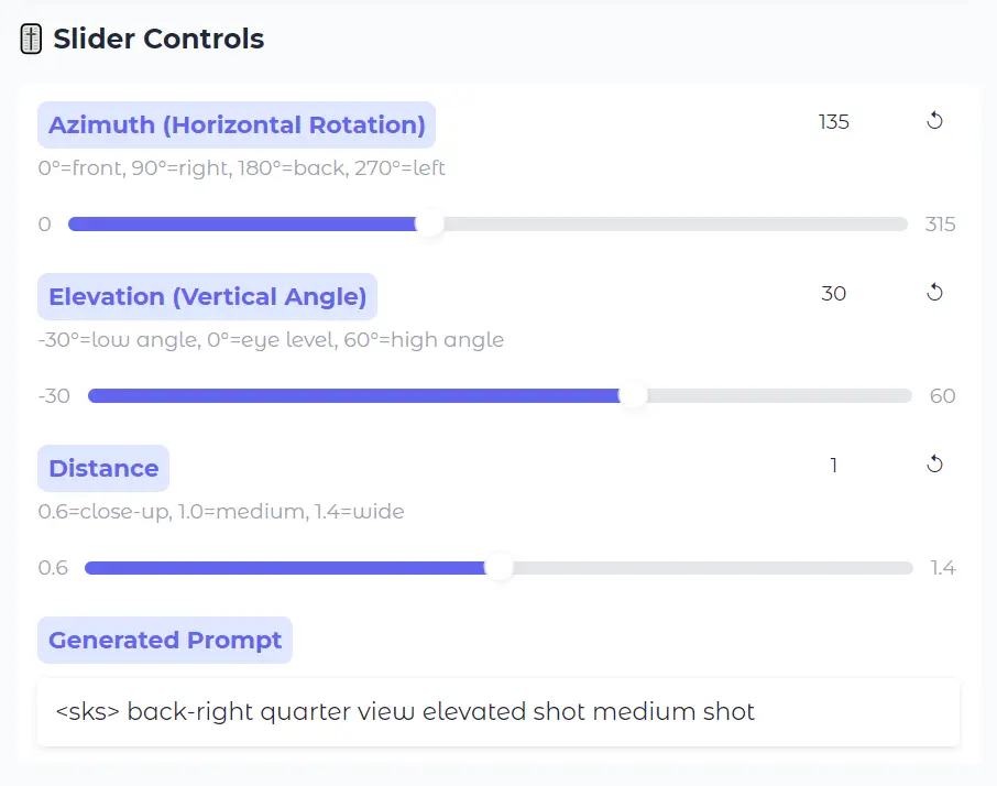 Qwen Image Multiple Angles 3D Camera Control Sliders