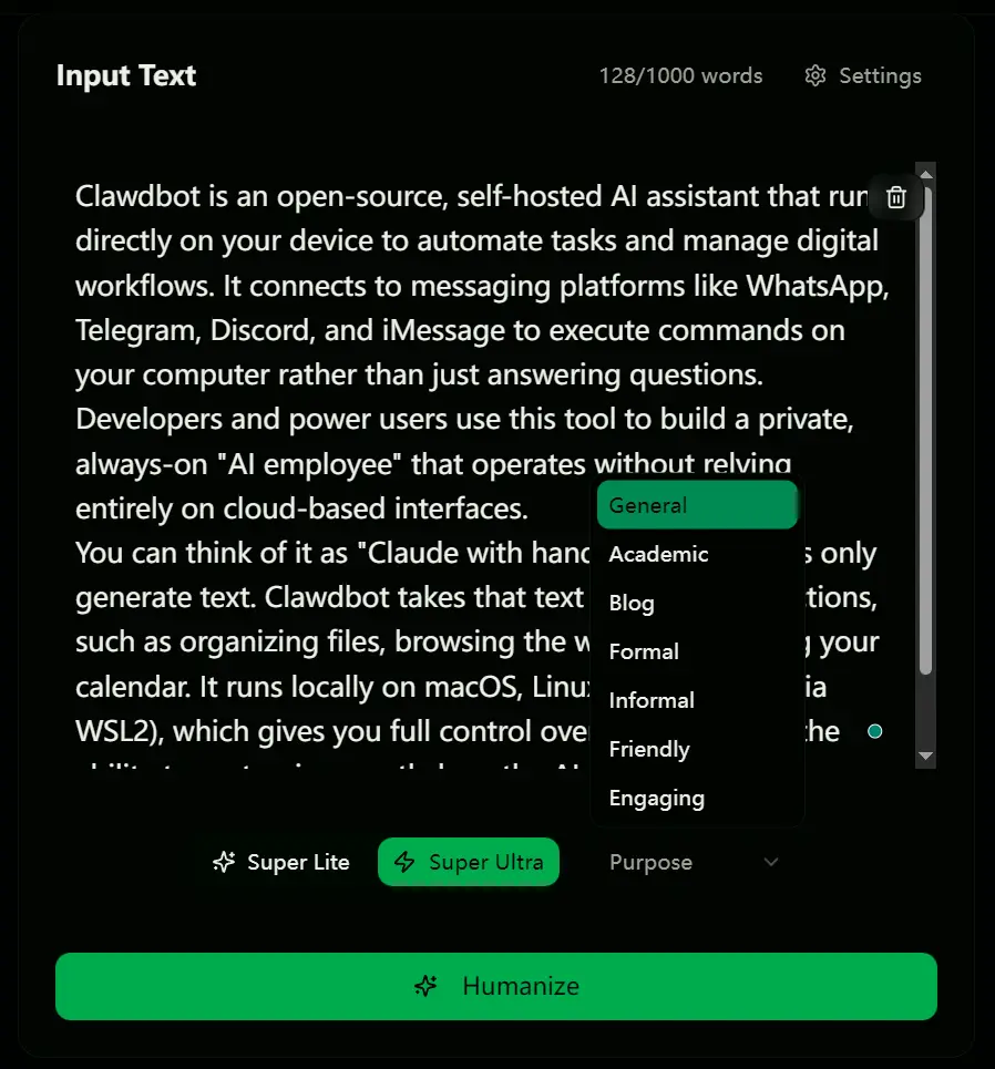 SuperHumanizer Input