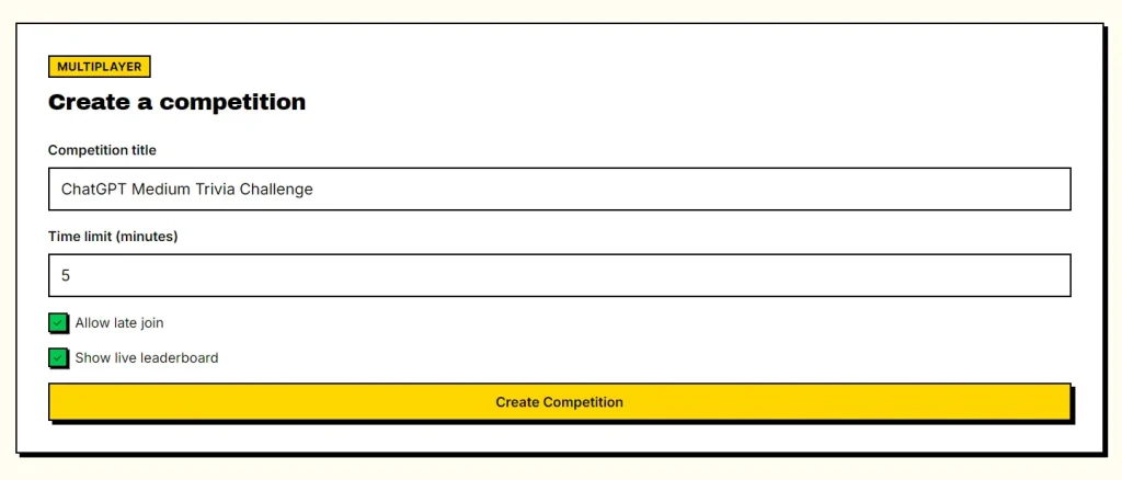 TriviaPixel Competition Room