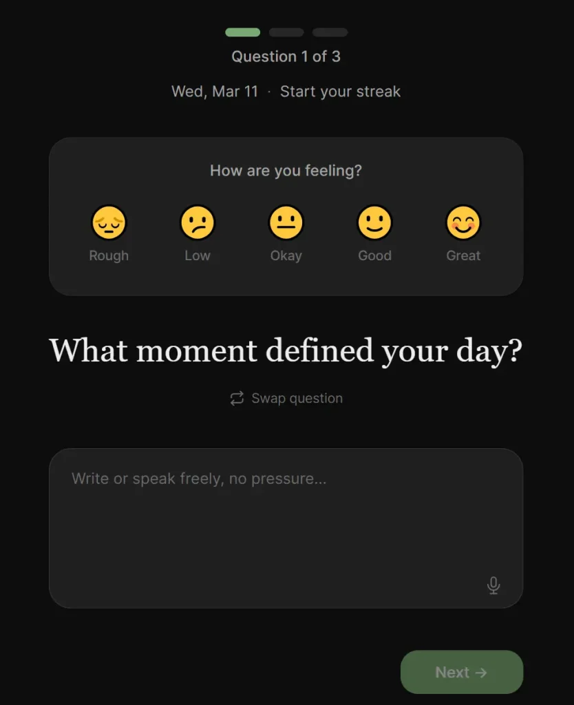reflct app question one