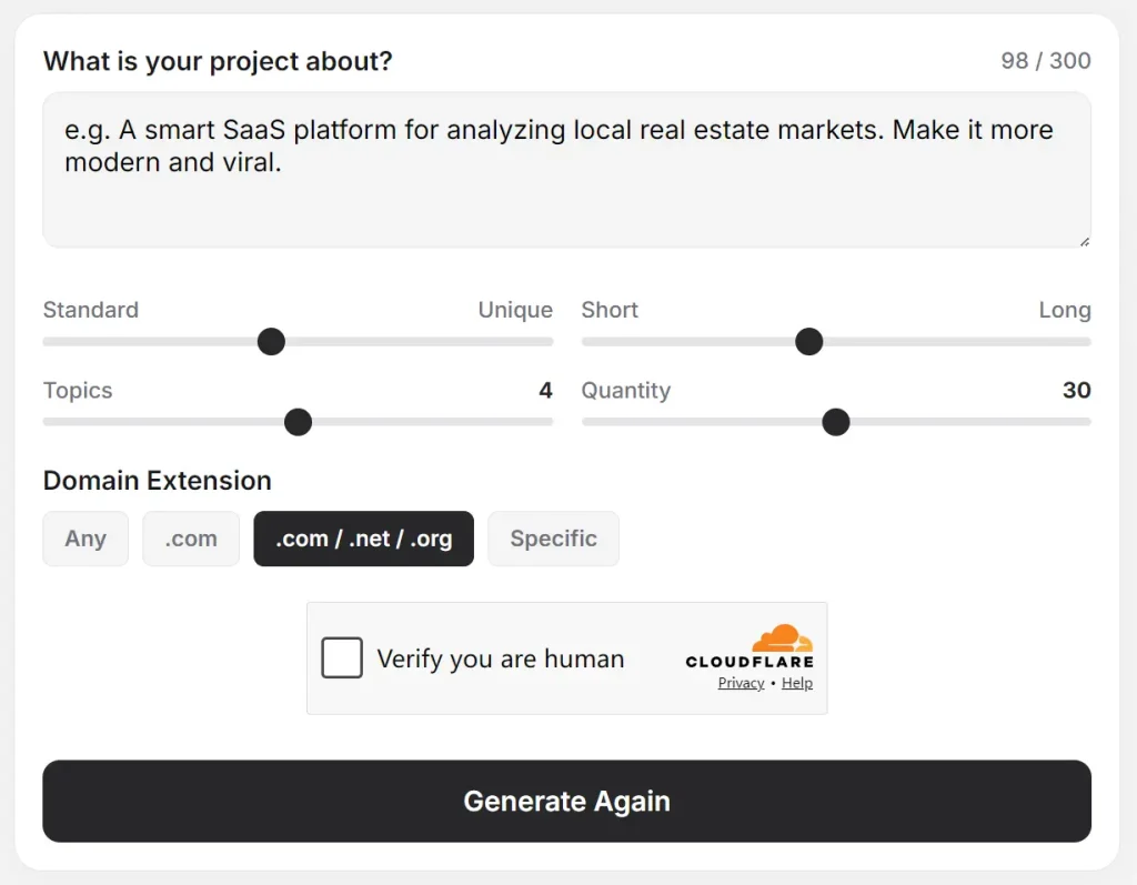 Free AI Domain Generator Enter Description