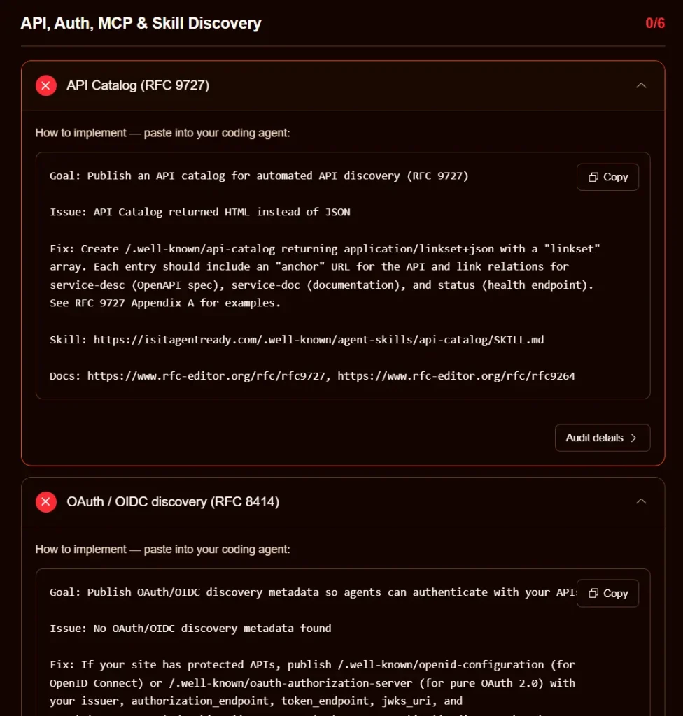 Is Your Site Agent-Ready API, Auth, MCP & Skill Discovery