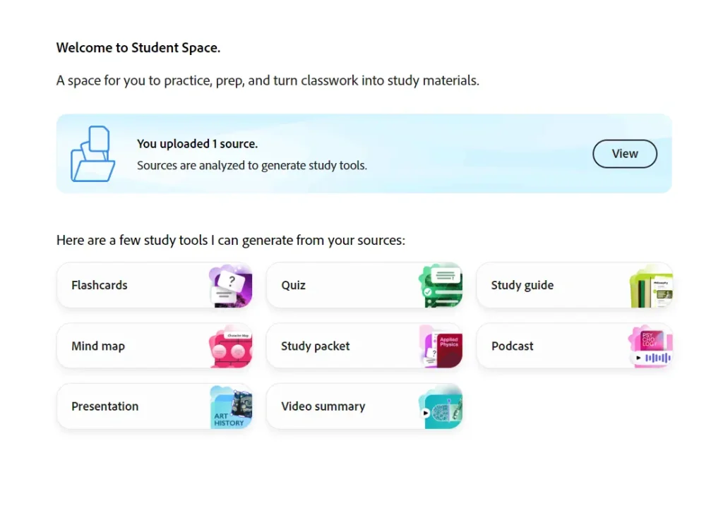 Select Student Space Tool