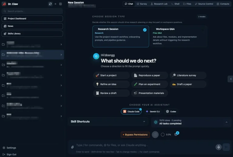Dr. Claw Chat UI