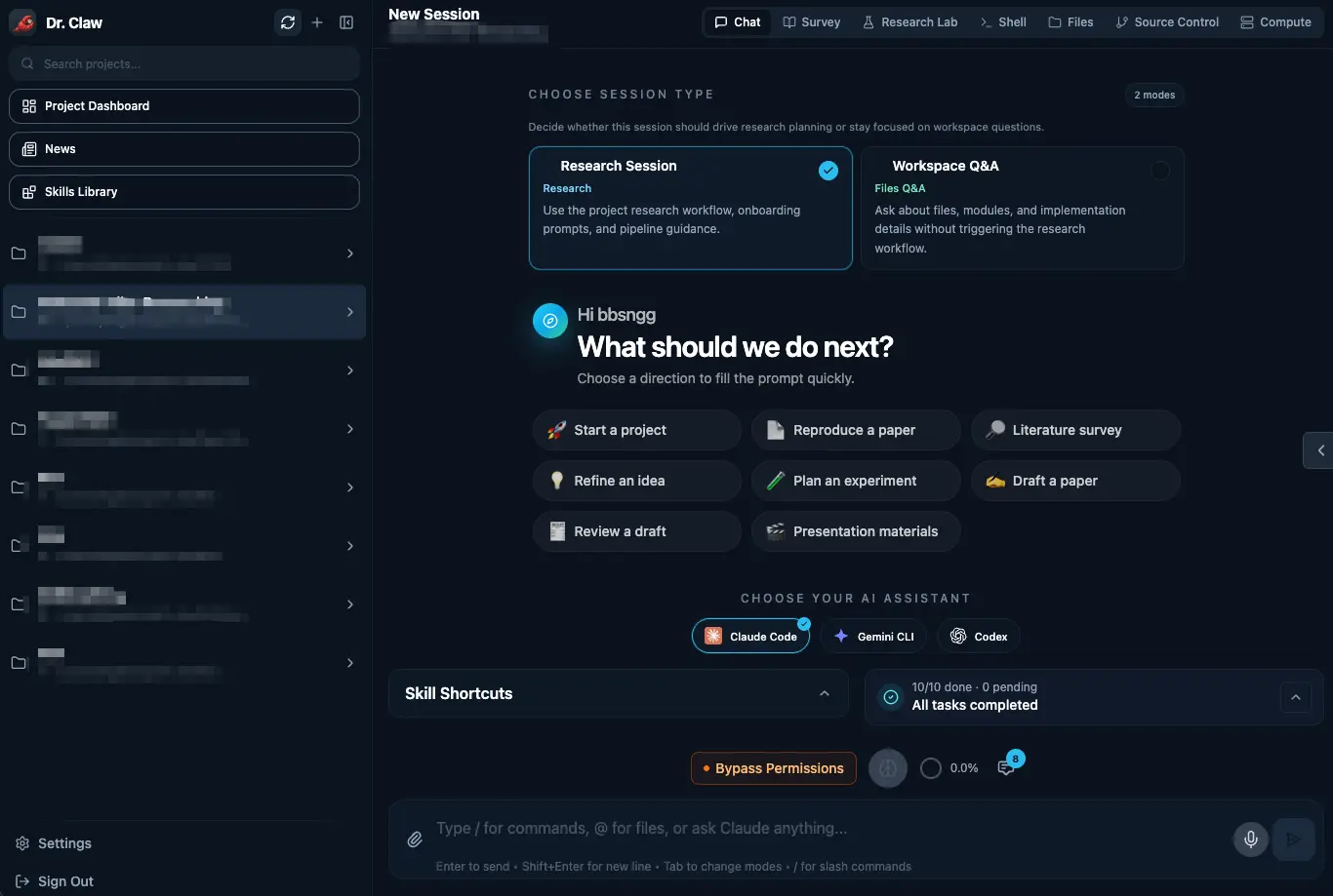 Dr. Claw Chat UI