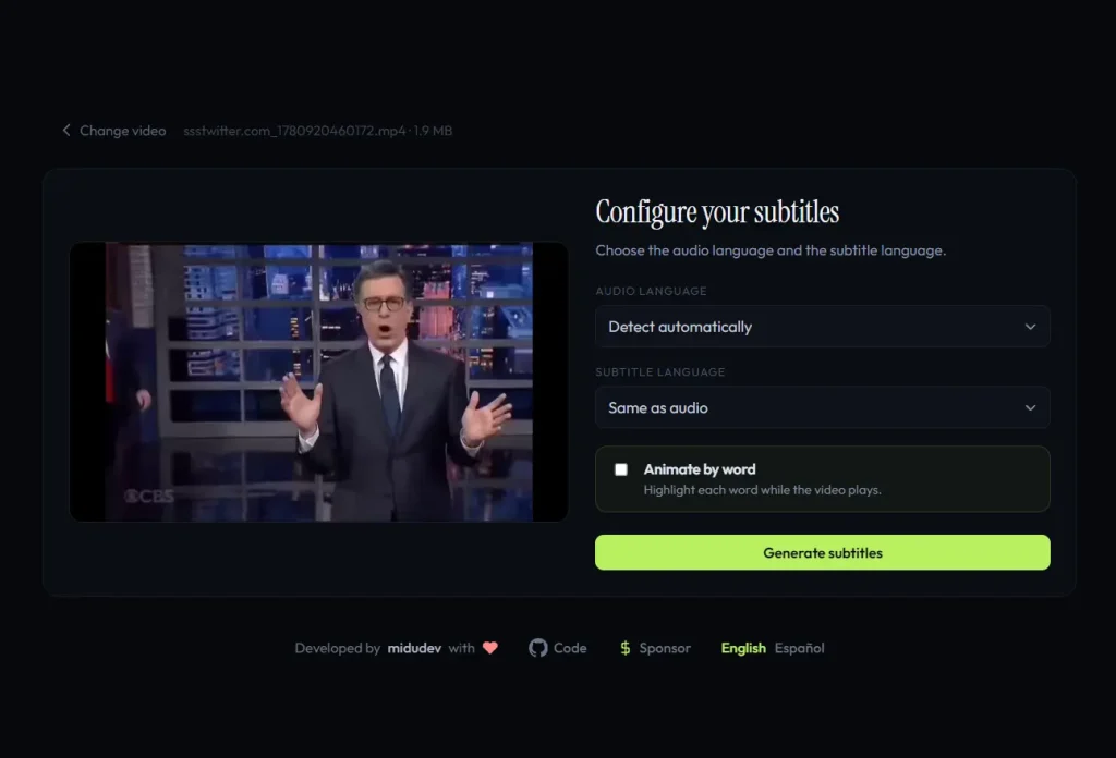 subvid app select language