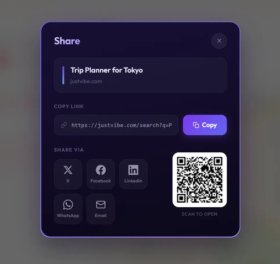 JustVibe Share App