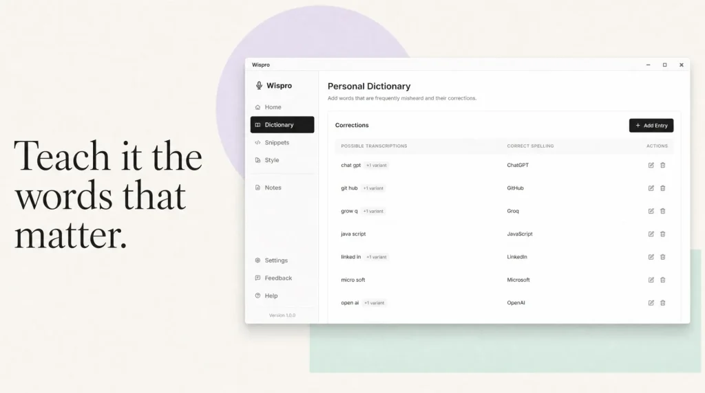 wispro-personal-dictationary