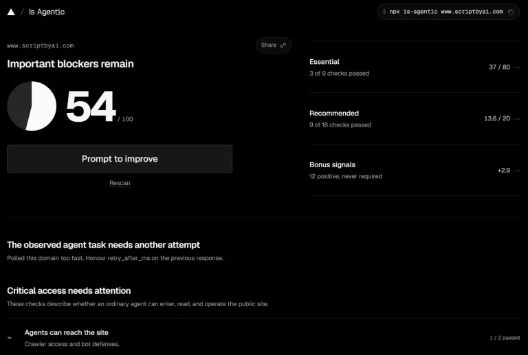 Is Agentic by Vercel: Check How Ready Your Website Is for AI Agents