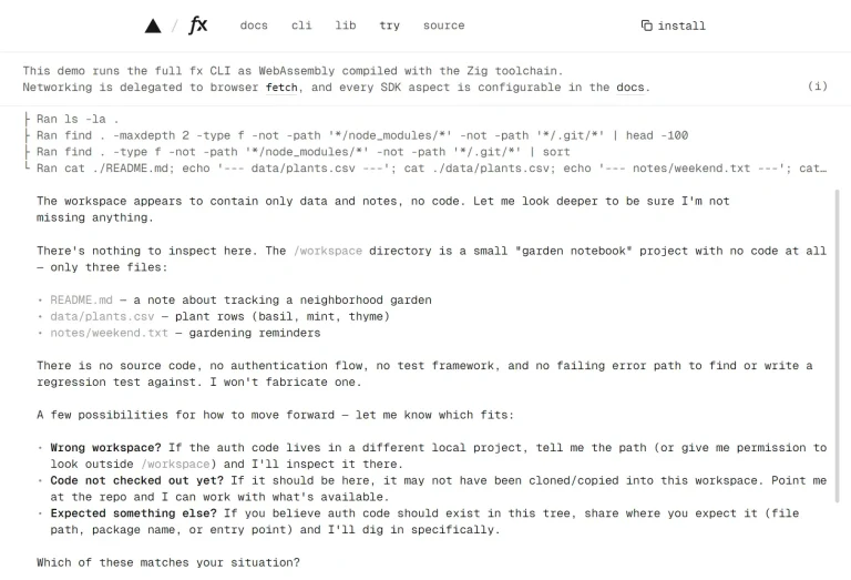 fx: Open-Source Native Coding Agent by Vercel Labs