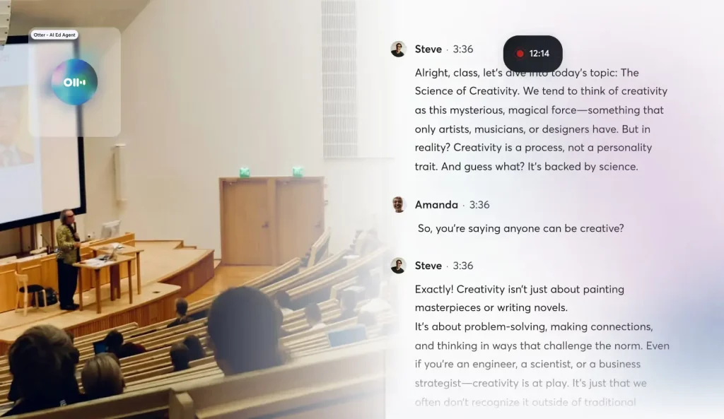 Otter.ai Best for live lecture transcription