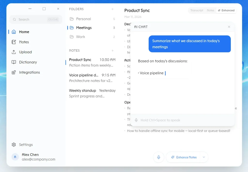 openwhispr AI Chat