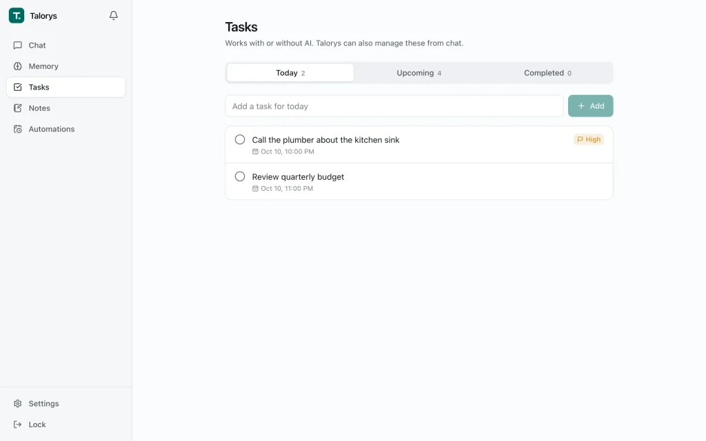 talorys tasks